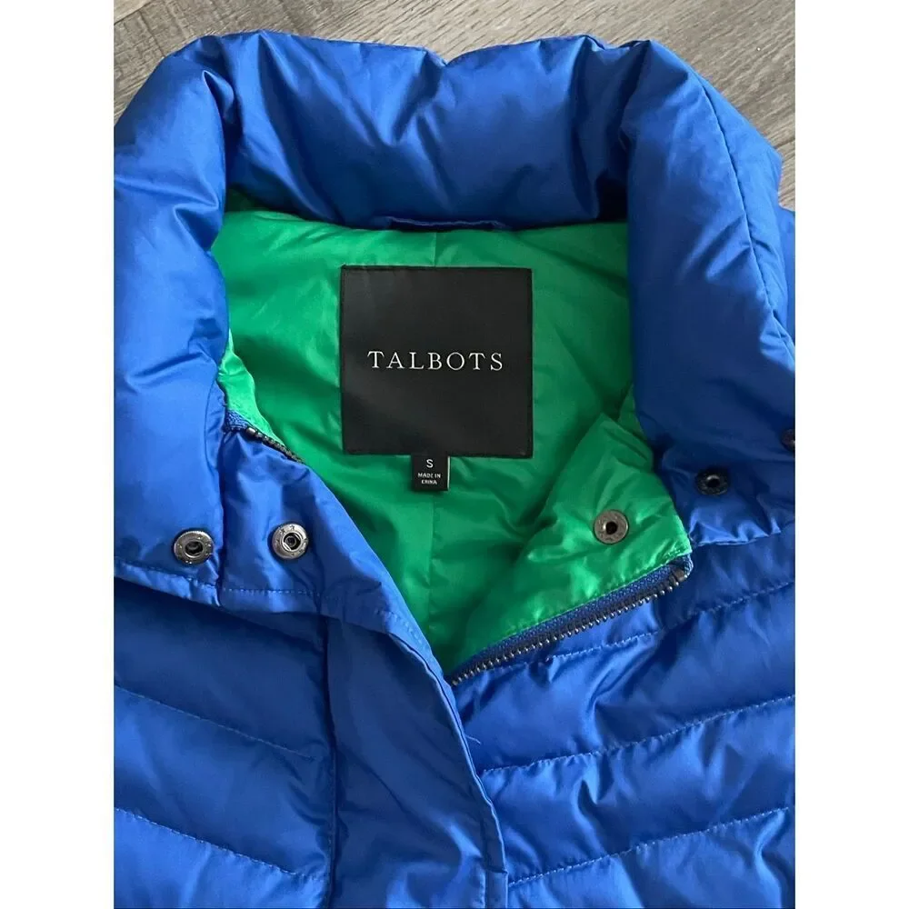 Talbots blue/green puffer vest zip/snap front EUC size small - Picture 3 of 6
